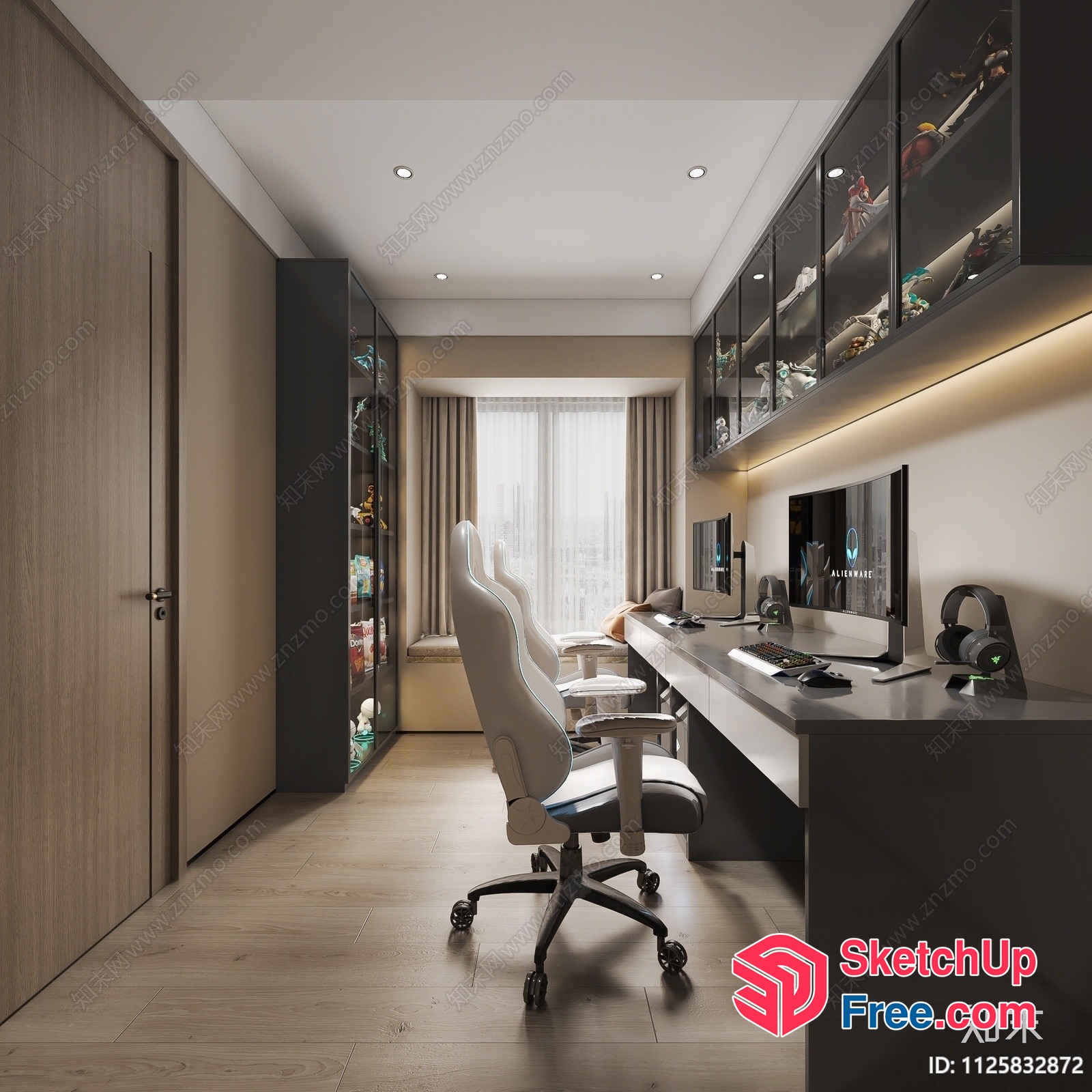 Modern Minimalist Office Interior With Neutral Color Scheme 3D SketchUp File