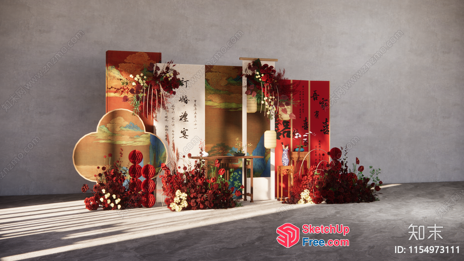 Traditional Asian-Inspired Decorative Wall Panels 3D SketchUp File