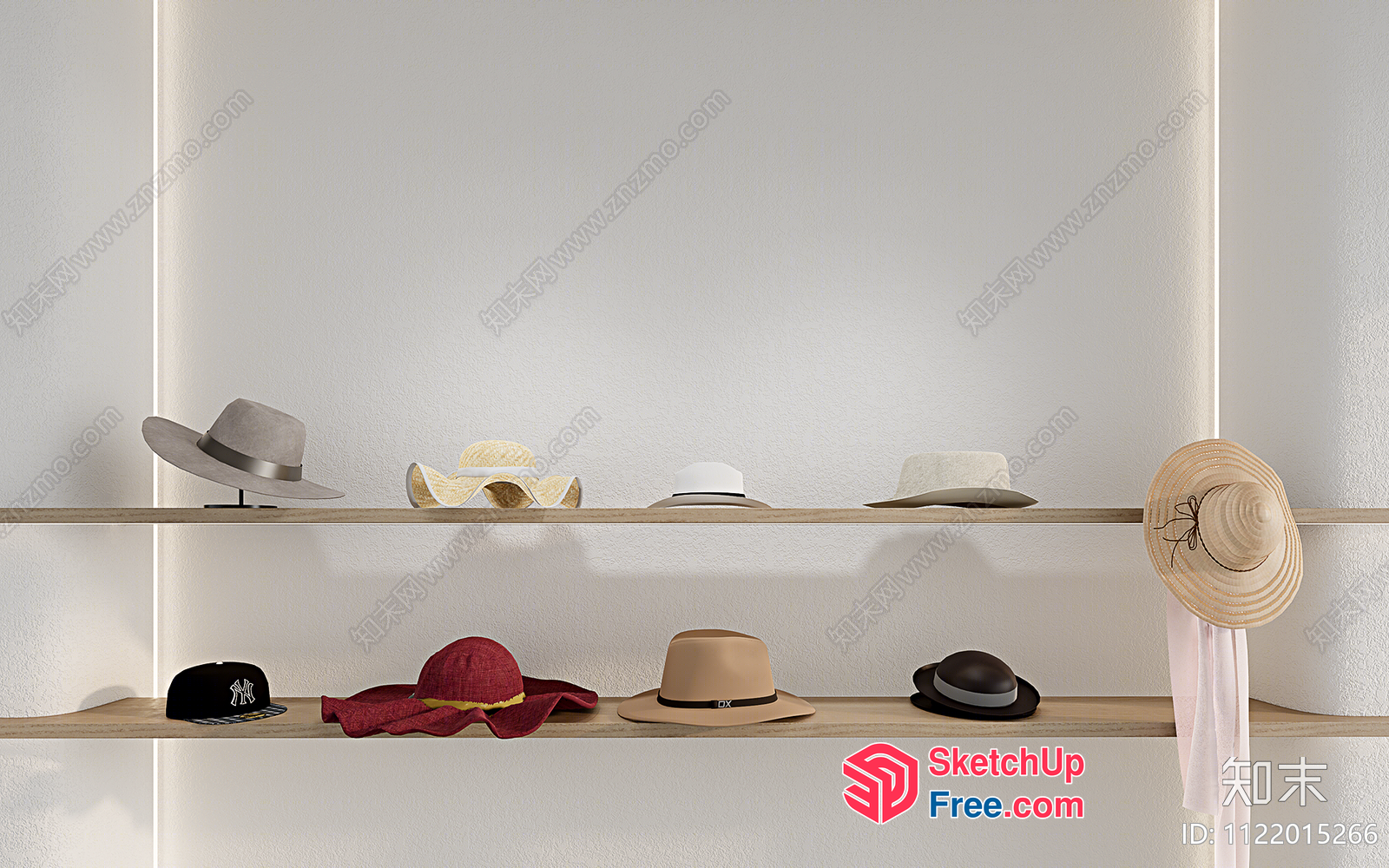 Hats On A Shelf 3D SketchUp File