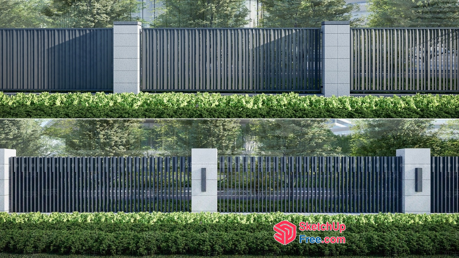 Modern Exterior Fencing And Gates 3D SketchUp File