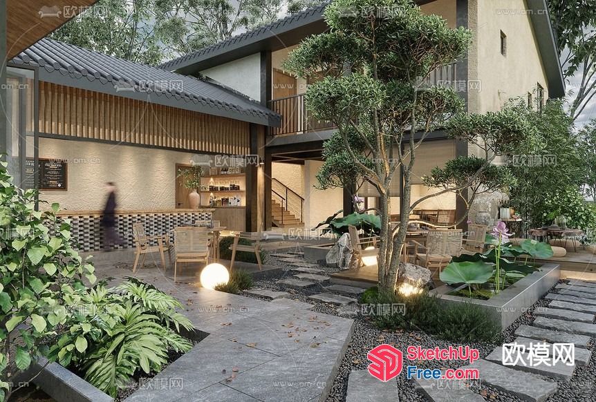 Serene Japanese Style Villa Exterior 3D SketchUp File