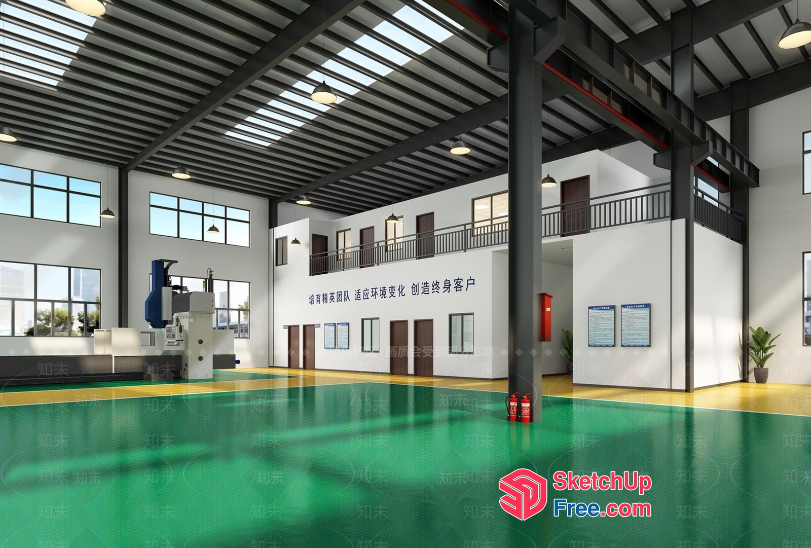 Modern Industrial Building Interior 3D SketchUp File