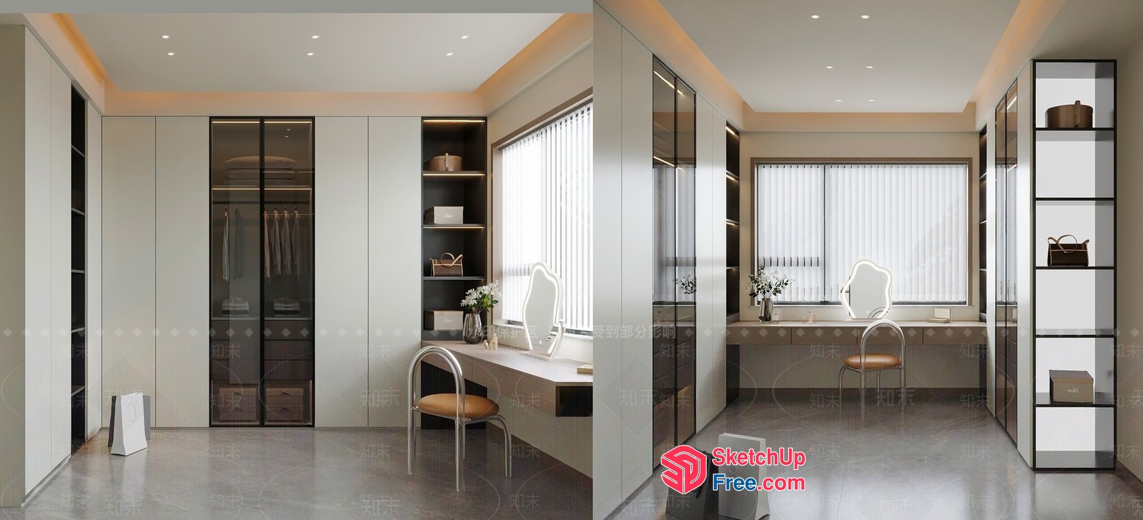 Modern Minimalist Dressing Room Interior 3D SketchUp File