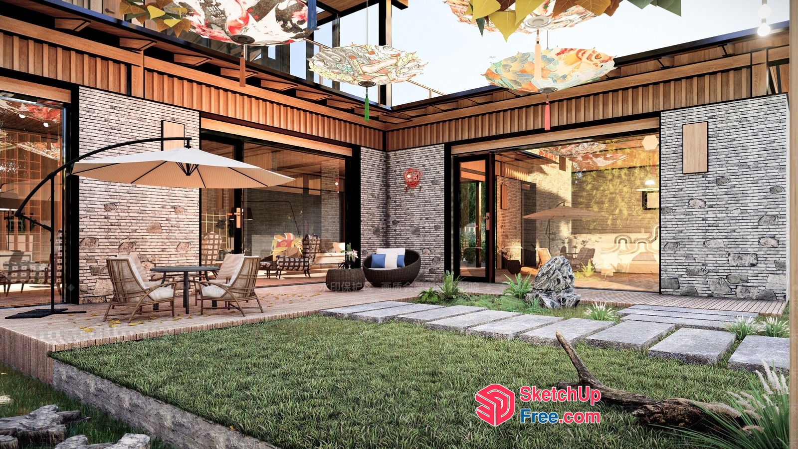 Luxurious Japanese-Style Outdoor Living Space 3D SketchUp File