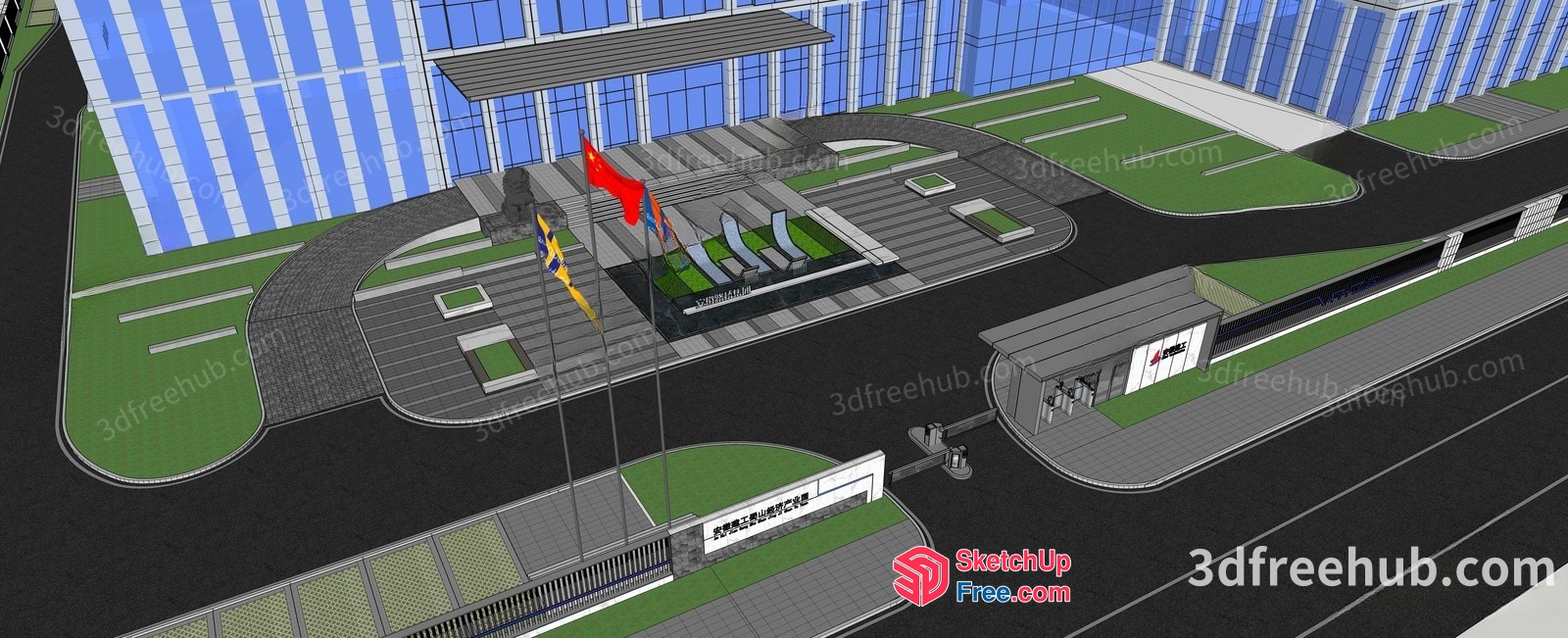 Office Building With A Modern And Sleek Design 3D SketchUp File