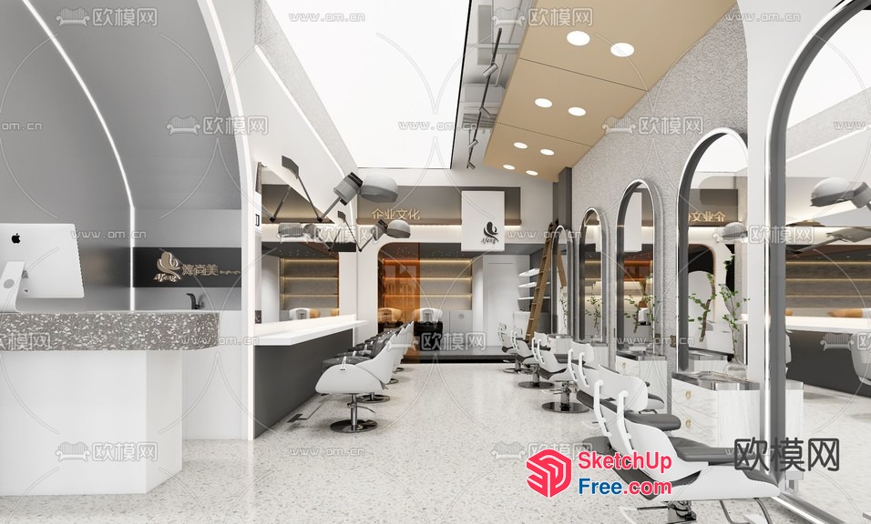 Stylish Modern Hair Salon Interior 3D SketchUp File