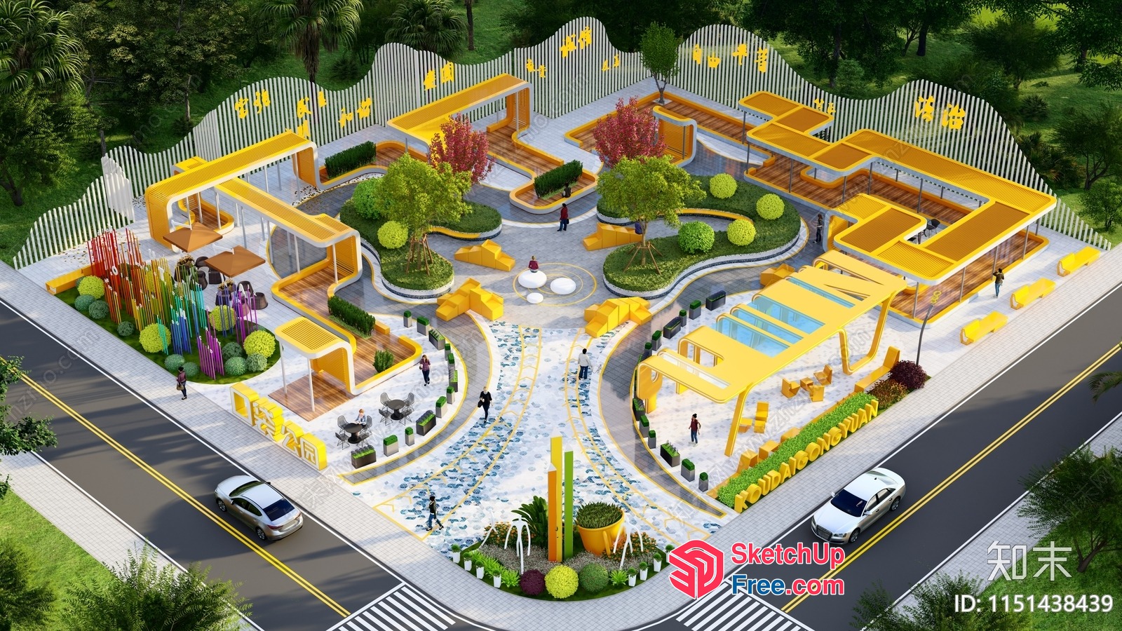 Vibrant Commercial Street Cladding 3D SketchUp File