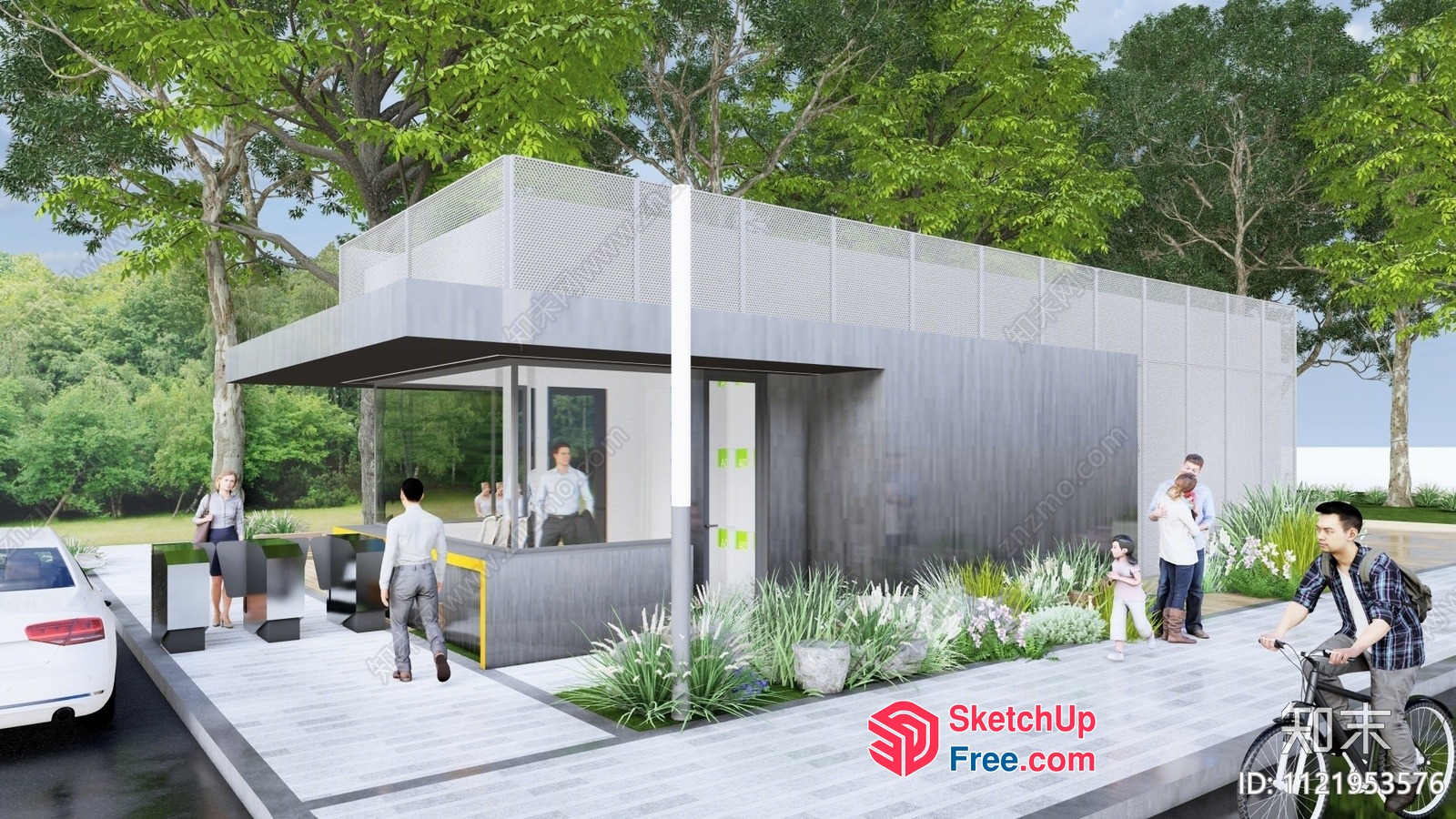 Modern Exterior Design With Glass Curtain Wall 3D SketchUp File