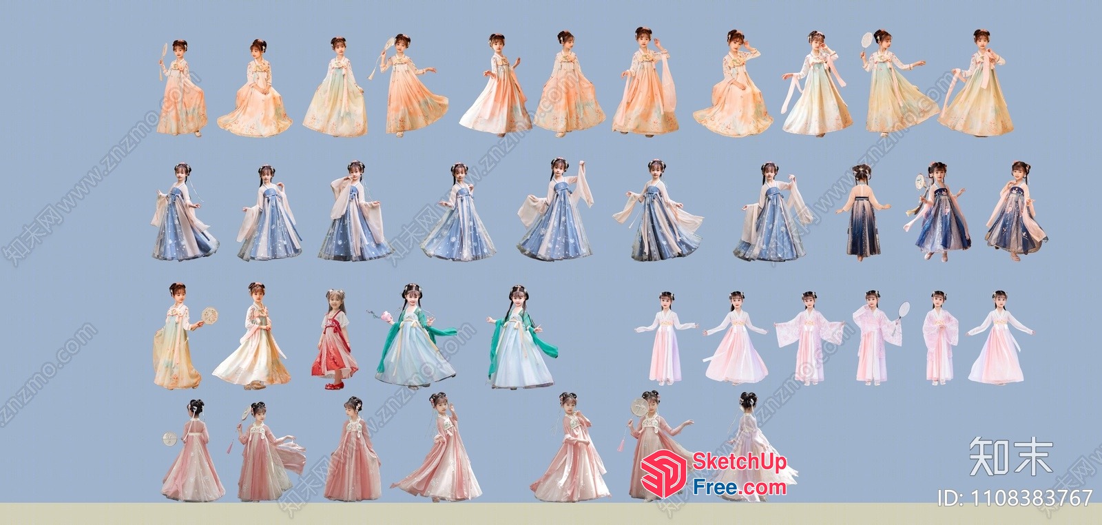 Traditional Chinese Hanfu Collection 3D SketchUp File