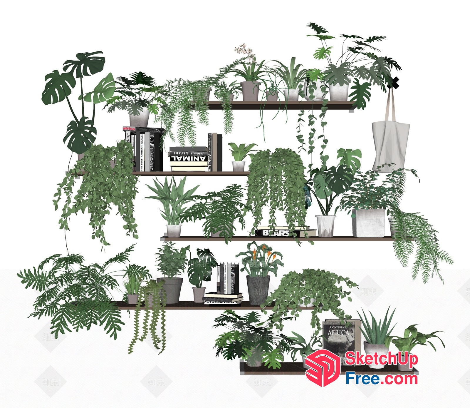 Modern Greenery Decor Shelf 3D SketchUp File