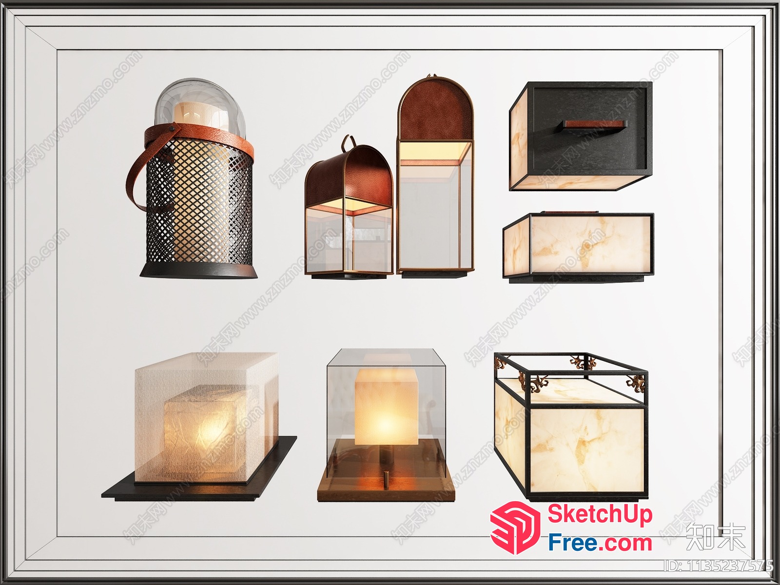 Elegant Glass And Metal Decorative Lamps 3D SketchUp File