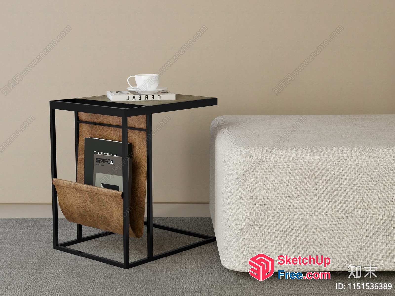 Modern Minimalist Coffee Table With Magazine Holder 3D SketchUp File