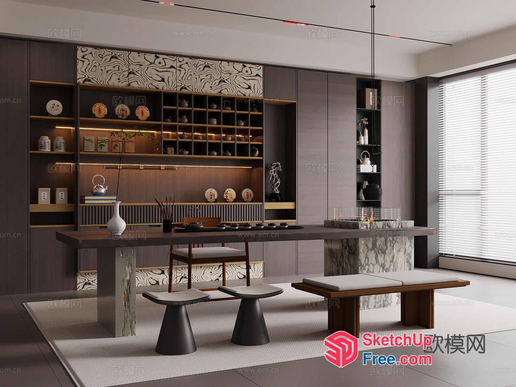 Modern Japanese-Inspired Dining Room With Sleek Furniture 3D SketchUp File