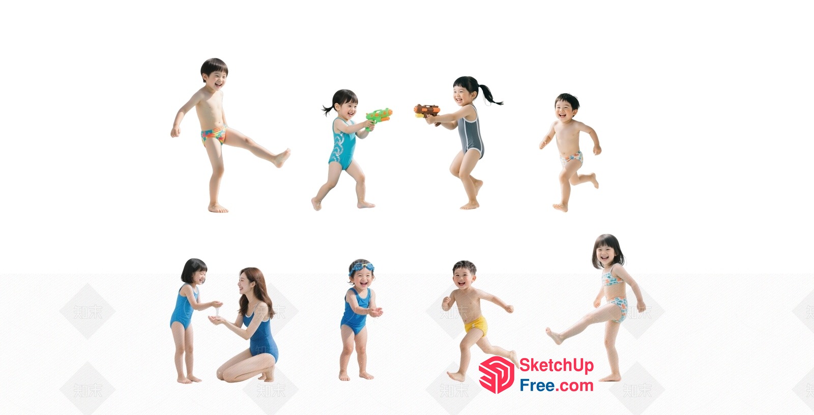 Playful Children In Swimsuits 3D SketchUp File