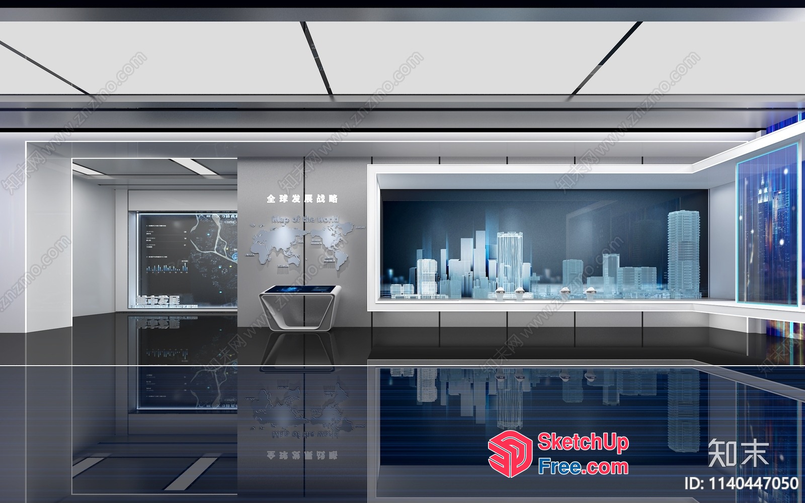Futuristic Cityscape Office Space 3D SketchUp File