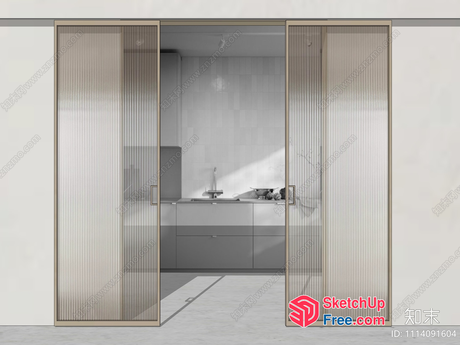 Modern Minimalist Glass Sliding Door And Window Interior 3D SketchUp File