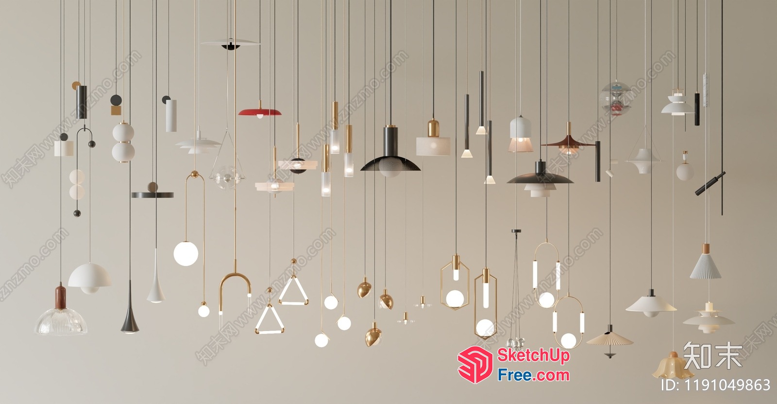 Modern Hanging Light Fixtures In Various Styles 3D SketchUp File