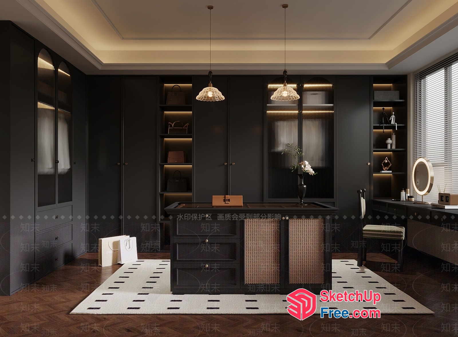 Dark And Moody Office Space 3D SketchUp File
