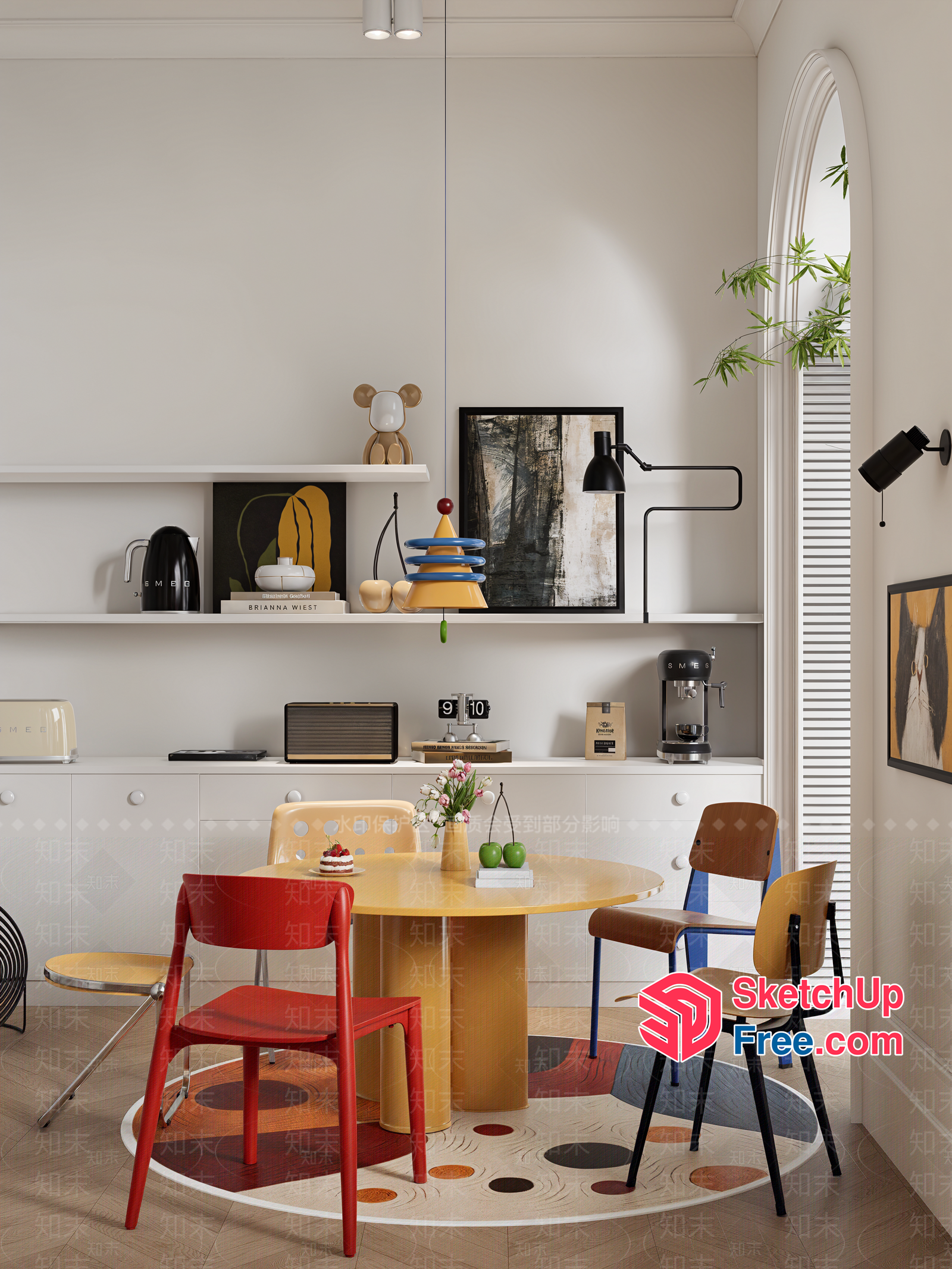 Colorful Modern Minimalist Dining Room 3D SketchUp File