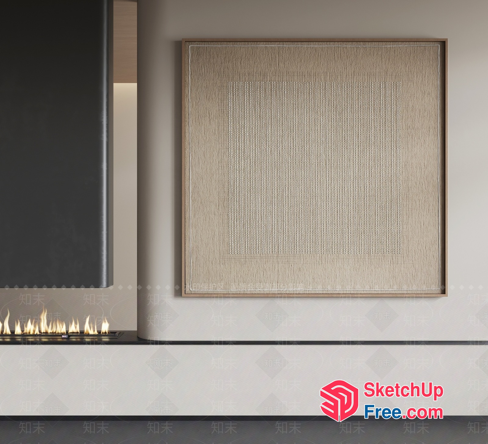 Modern Fireplace And Artwork 3D SketchUp File