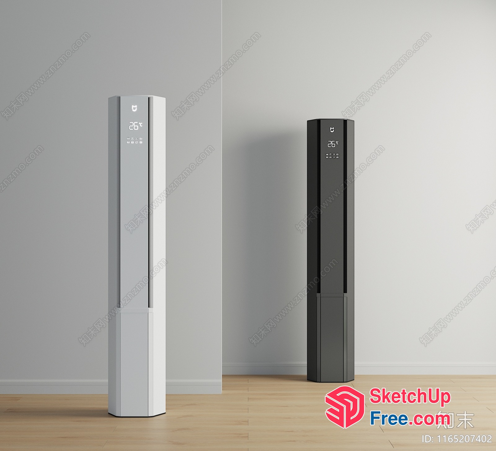 Modern Pillar-Style Room Temperature Control Units 3D SketchUp File