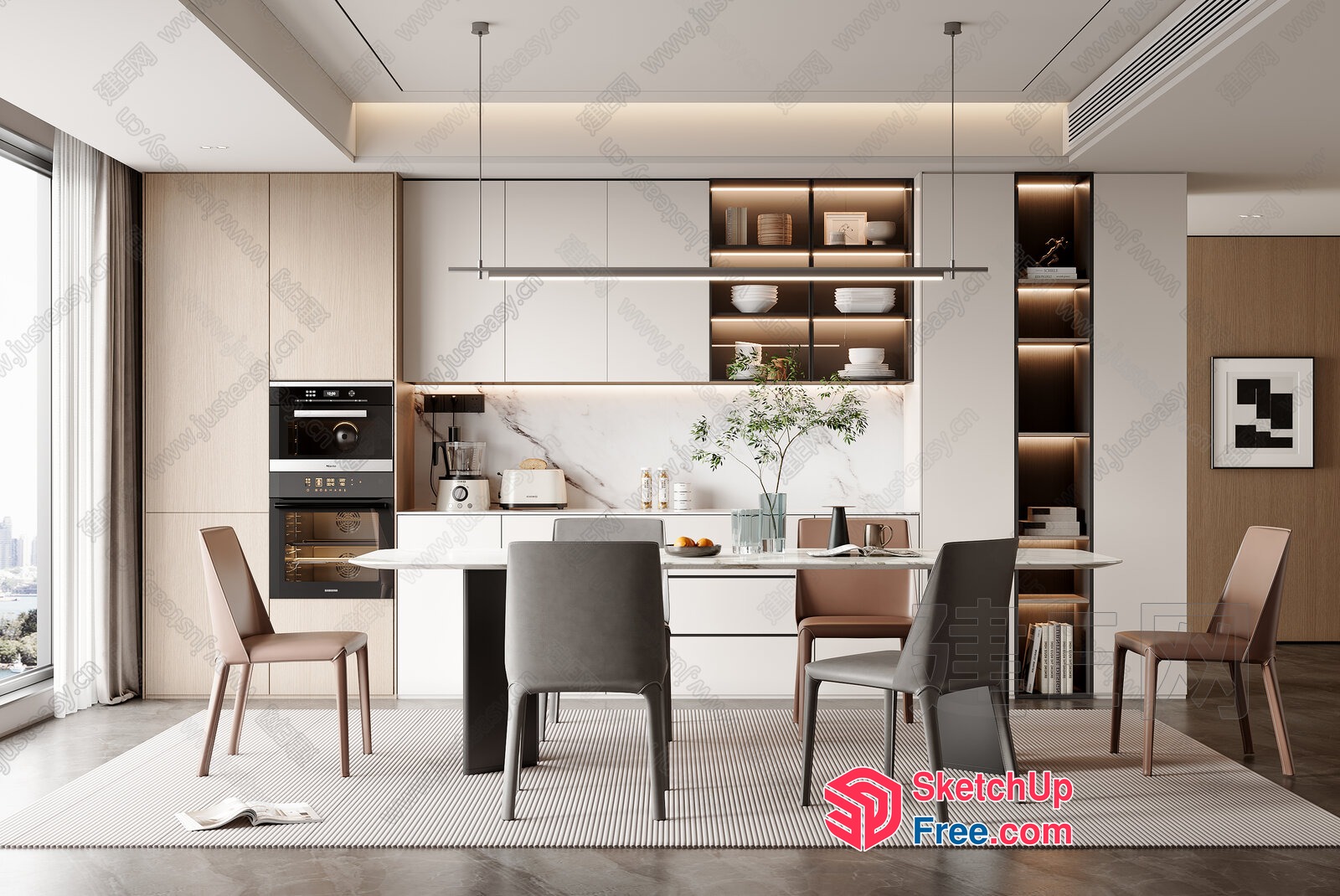 Modern Kitchen And Dining Room Interior Design 3D SketchUp File