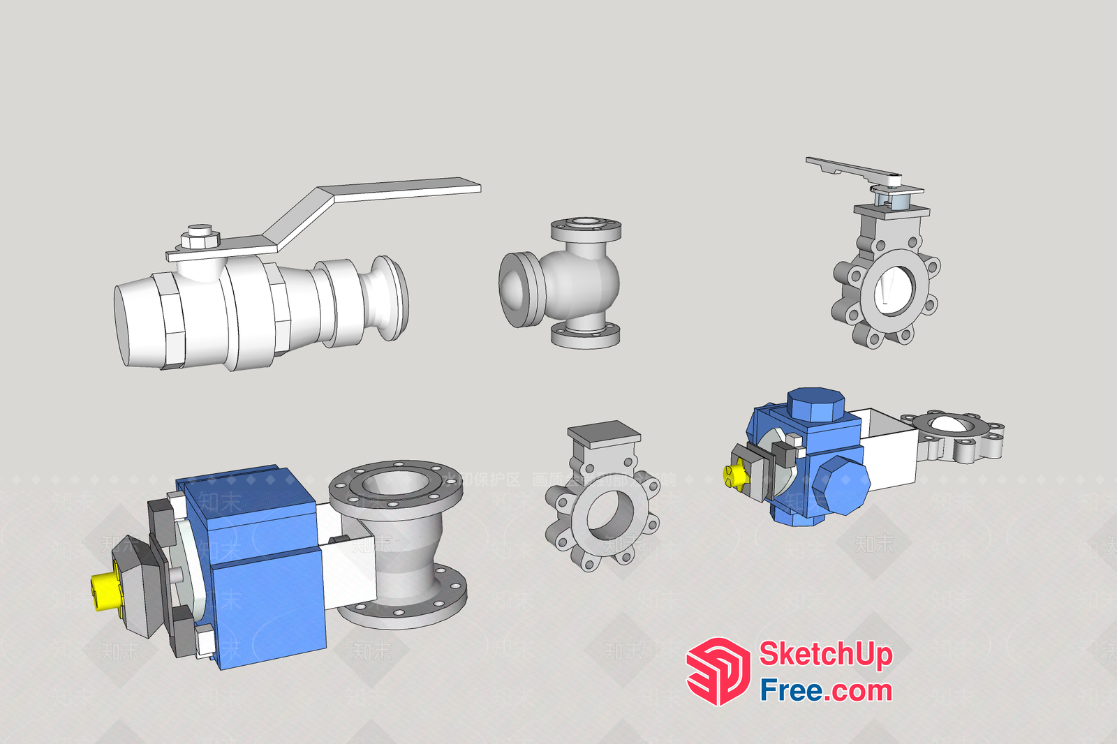 3D Rendered Industrial Pipe Fittings And Valves 3D SketchUp File