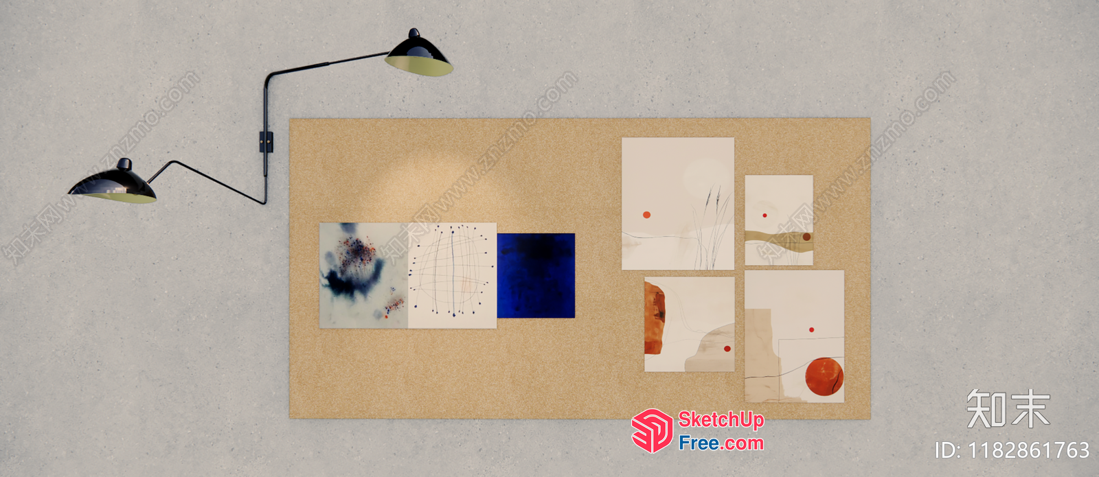 Minimalist Artwork Display On Light Brown Background 3D SketchUp File