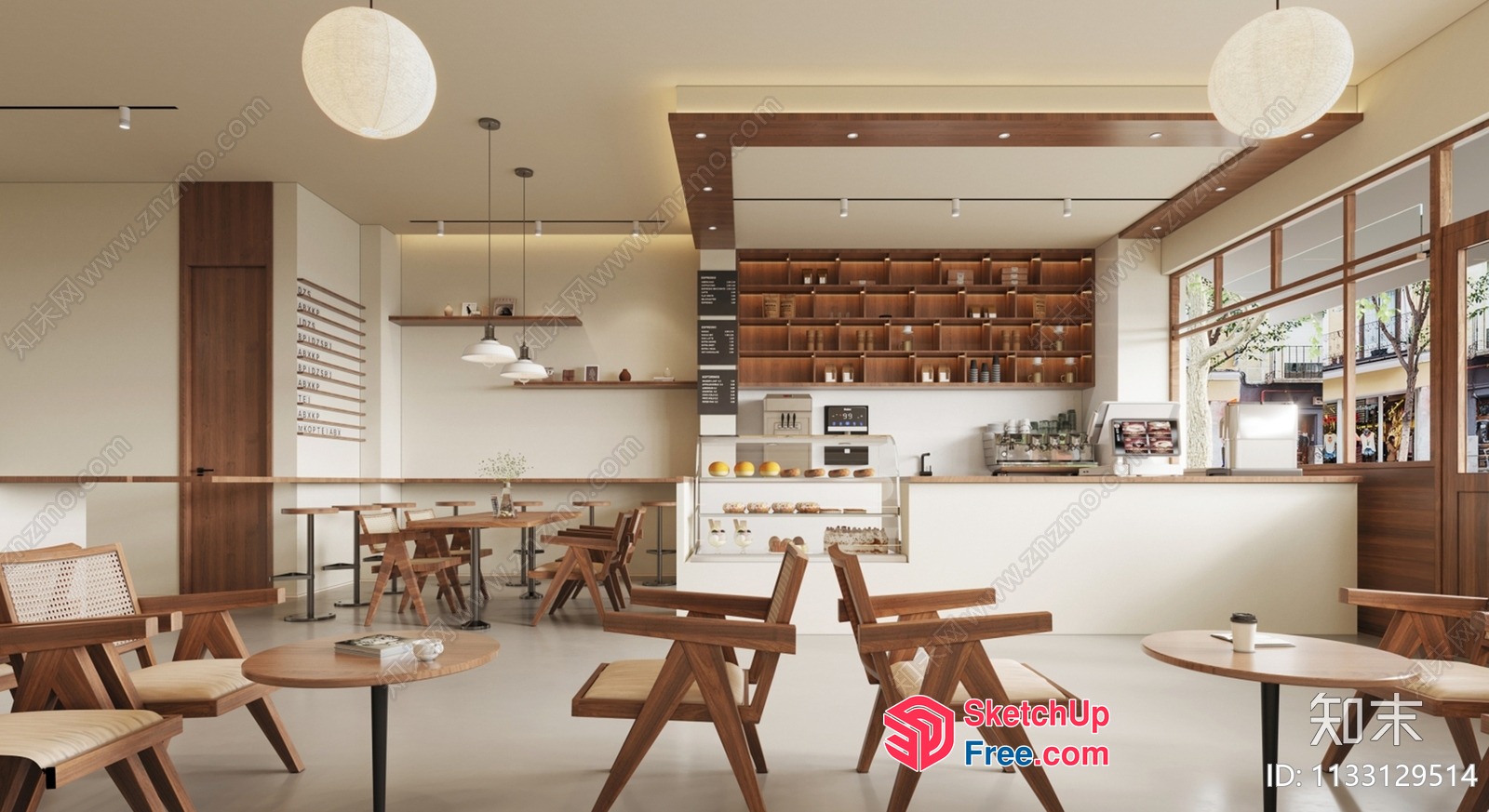 Modern Japanese Style Coffee Shop Interior 3D SketchUp File