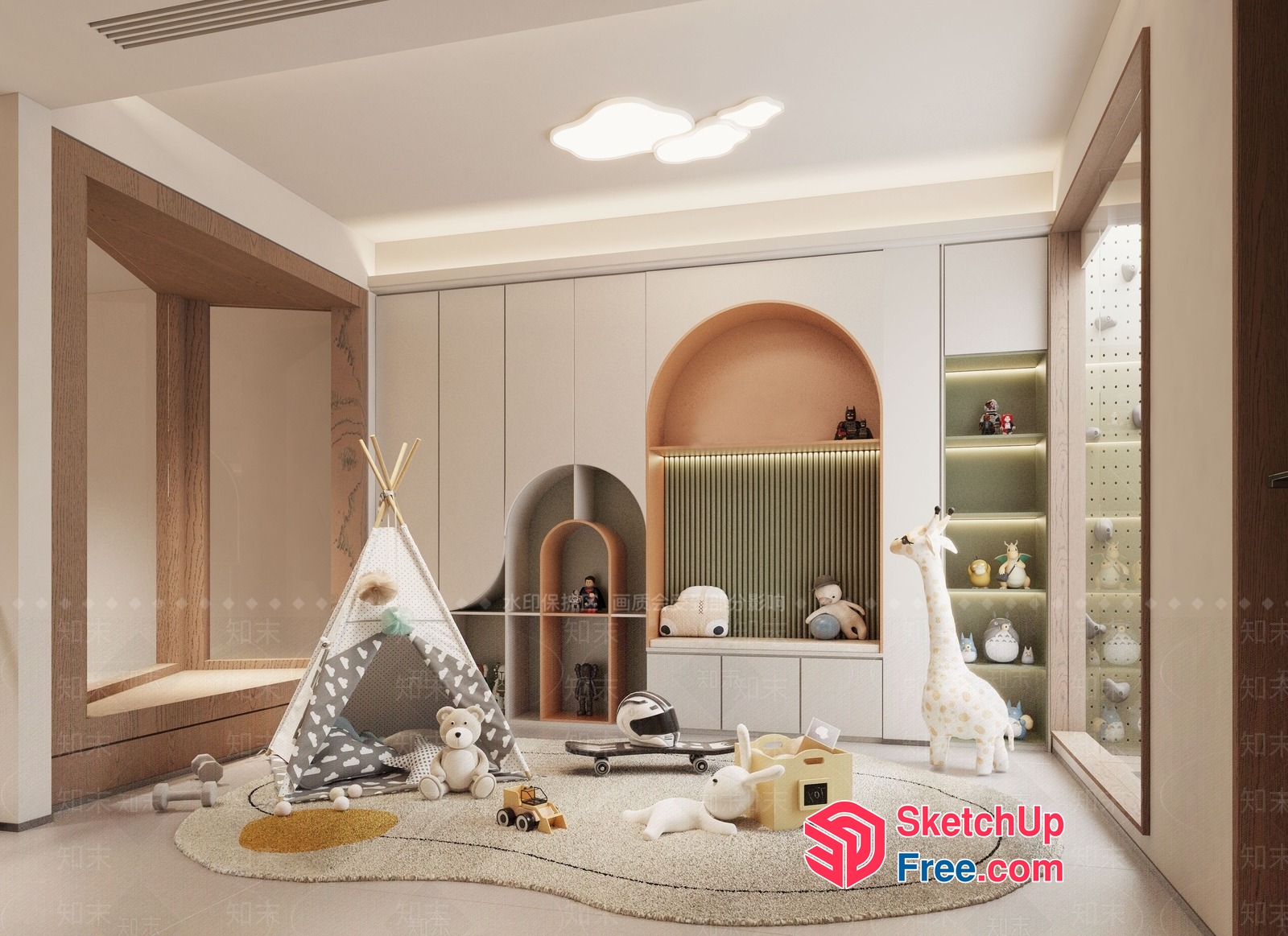 Modern Minimalist Children'S Playroom With Cozy Details 3D SketchUp File