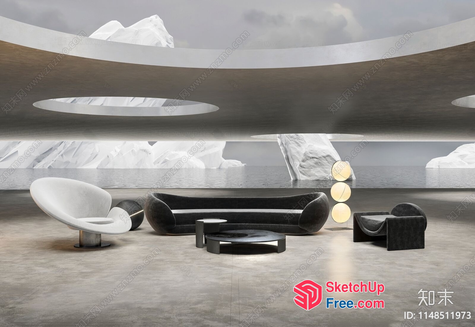 Futuristic Modern Interior With Sleek Furniture And Minimalist Decor 3D SketchUp File