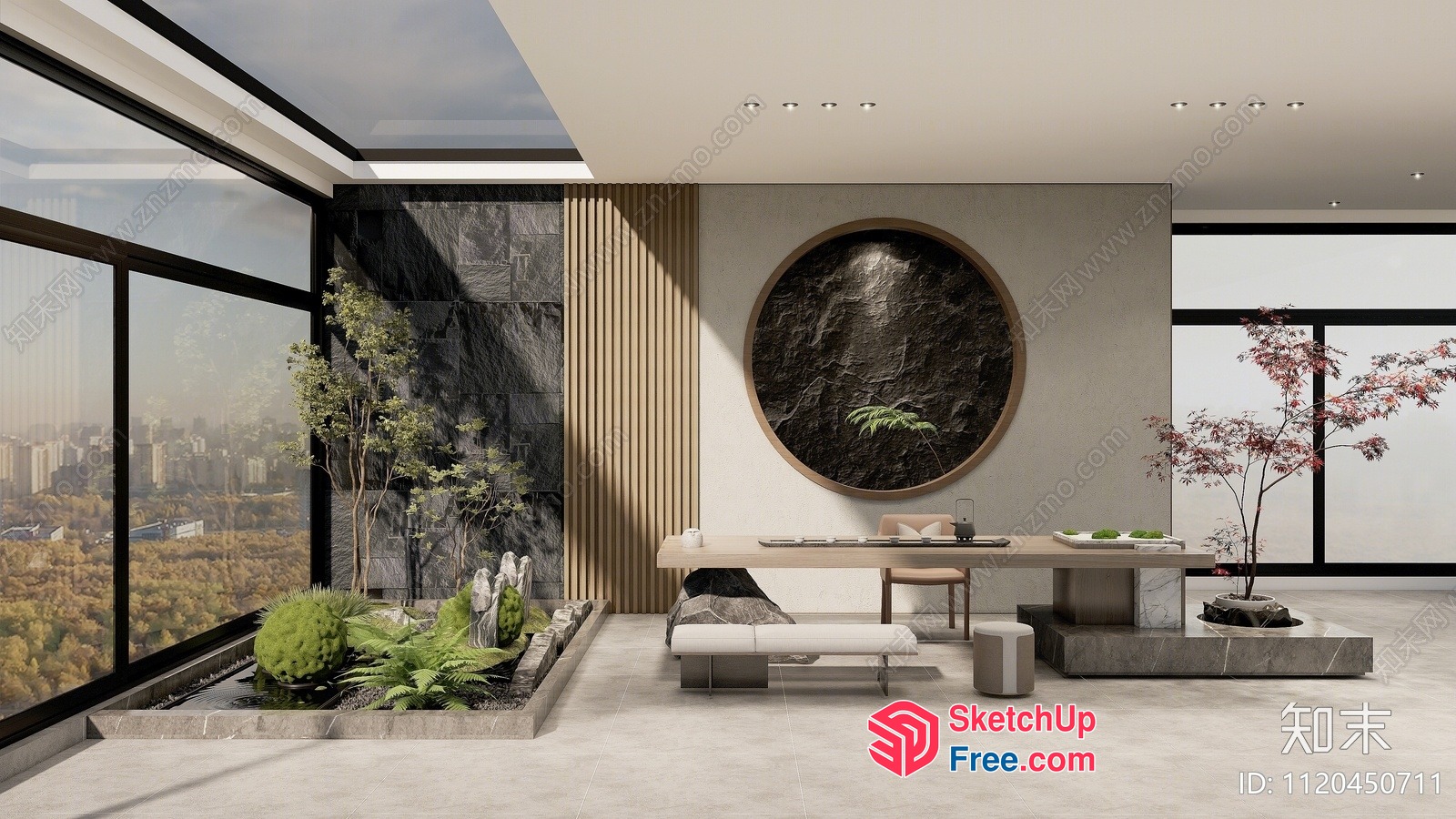 Modern Asian-Inspired Interior Design With Natural Elements 3D SketchUp File