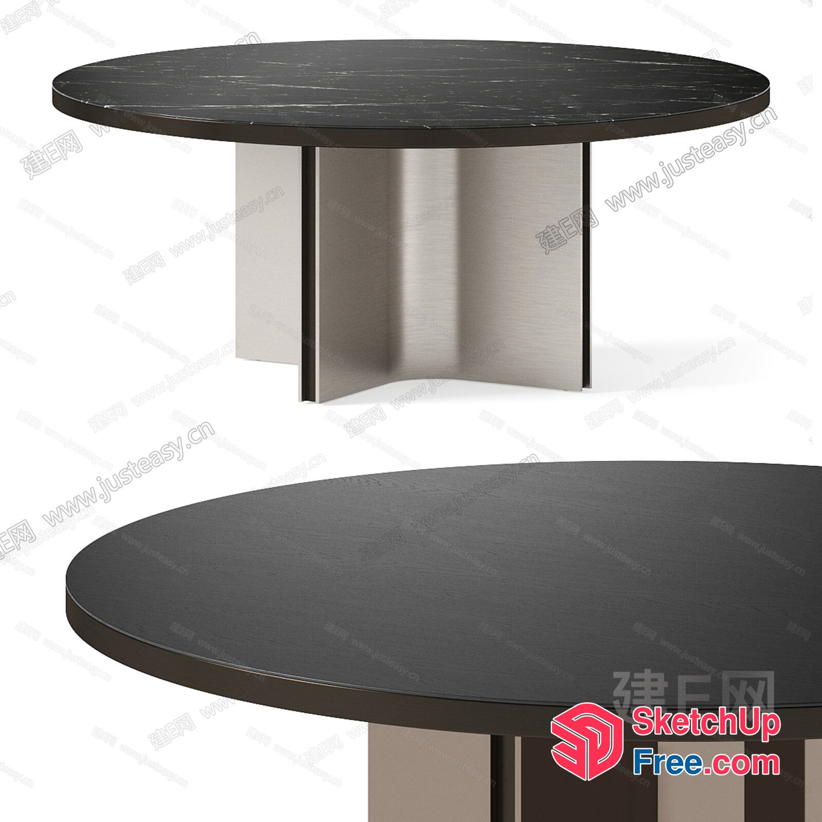 Modern Round Table With Sleek Metal Base 3D SketchUp File