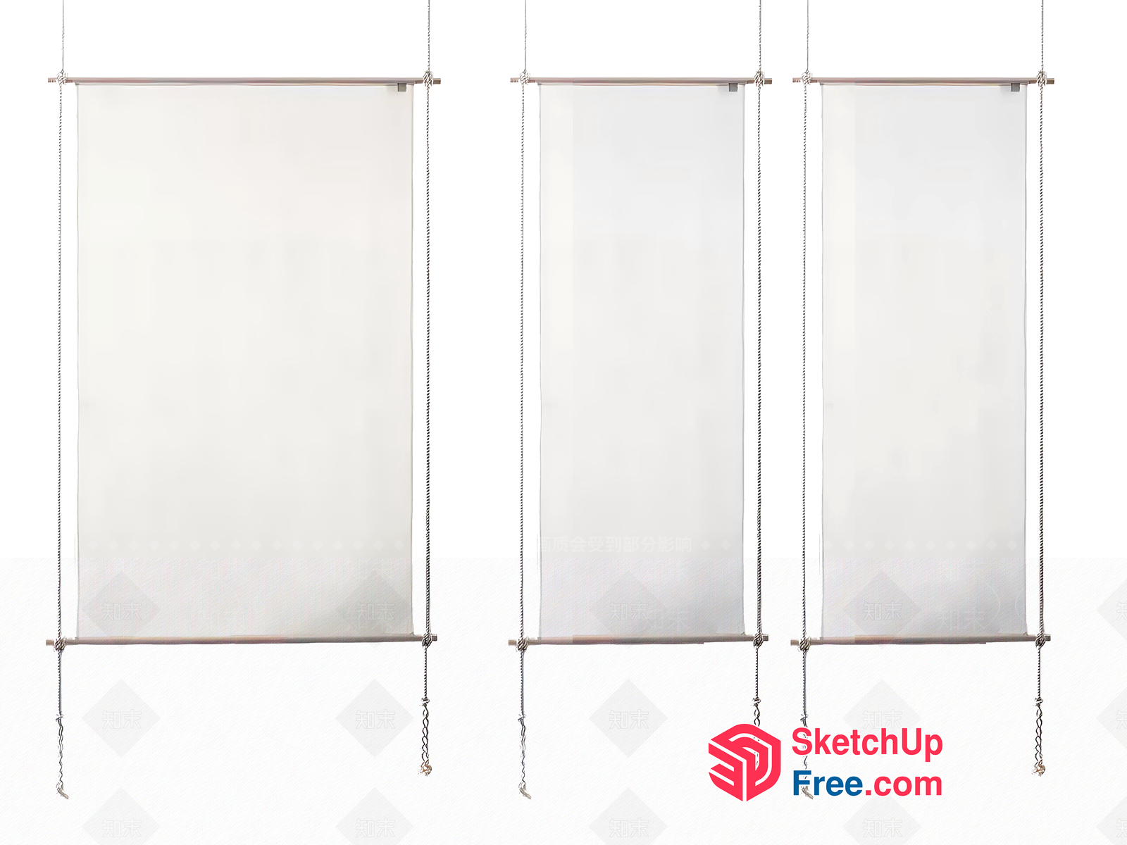 White Fabric Roll-Up Blinds 3D SketchUp File