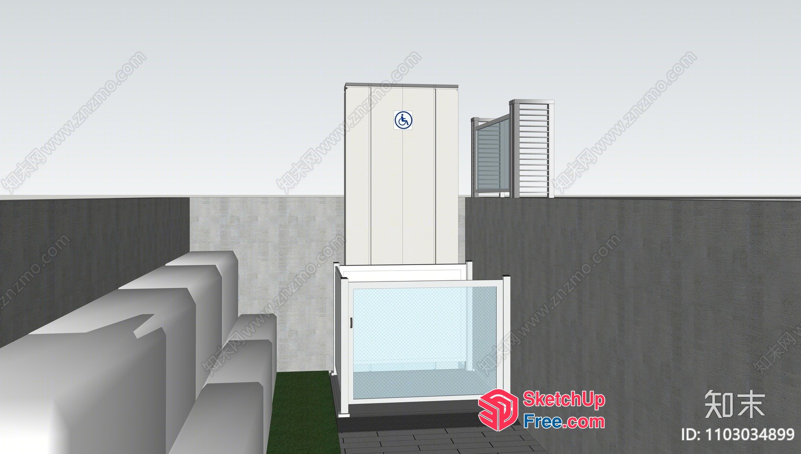 Elevator And Staircase In A Modern Building 3D SketchUp File
