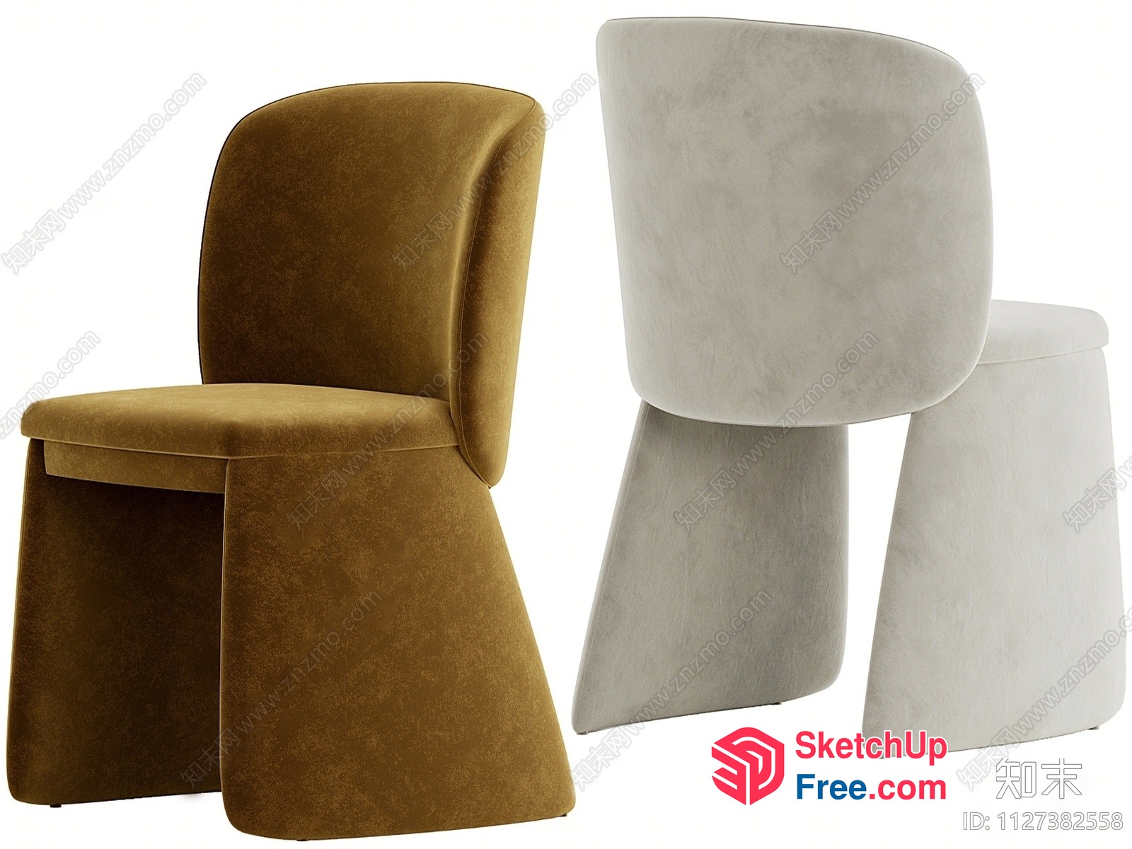 Modern Minimalist Velvet Chairs 3D SketchUp File