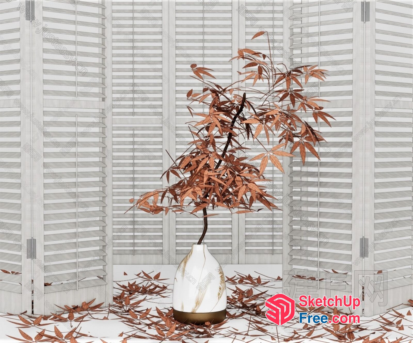 Elegant Japanese Style Decorative Tree And Vase 3D SketchUp File