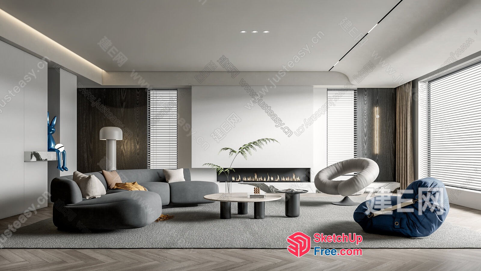 Modern Living Room With Unique Furniture And Decor 3D SketchUp File