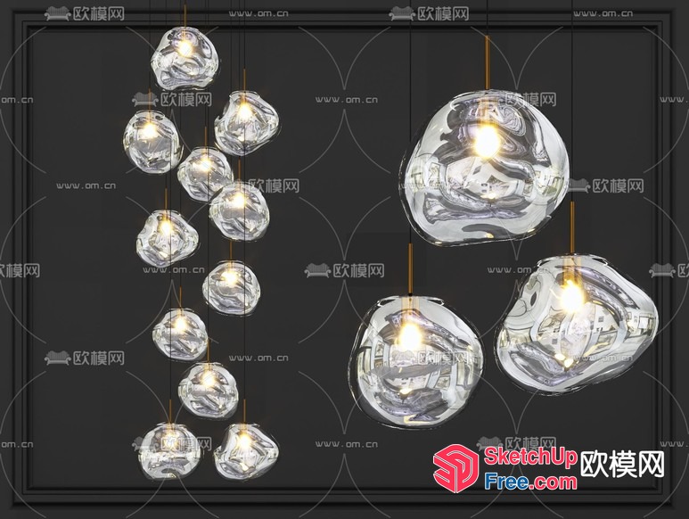 Elegant Glass Pendant Lights 3D SketchUp File