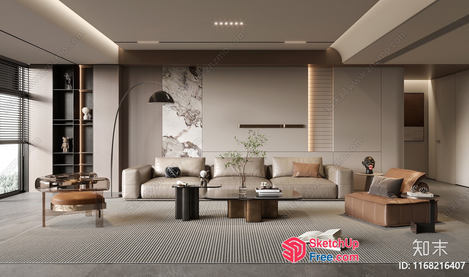 Modern Minimalist Living Room With Neutral Tones 3D SketchUp File