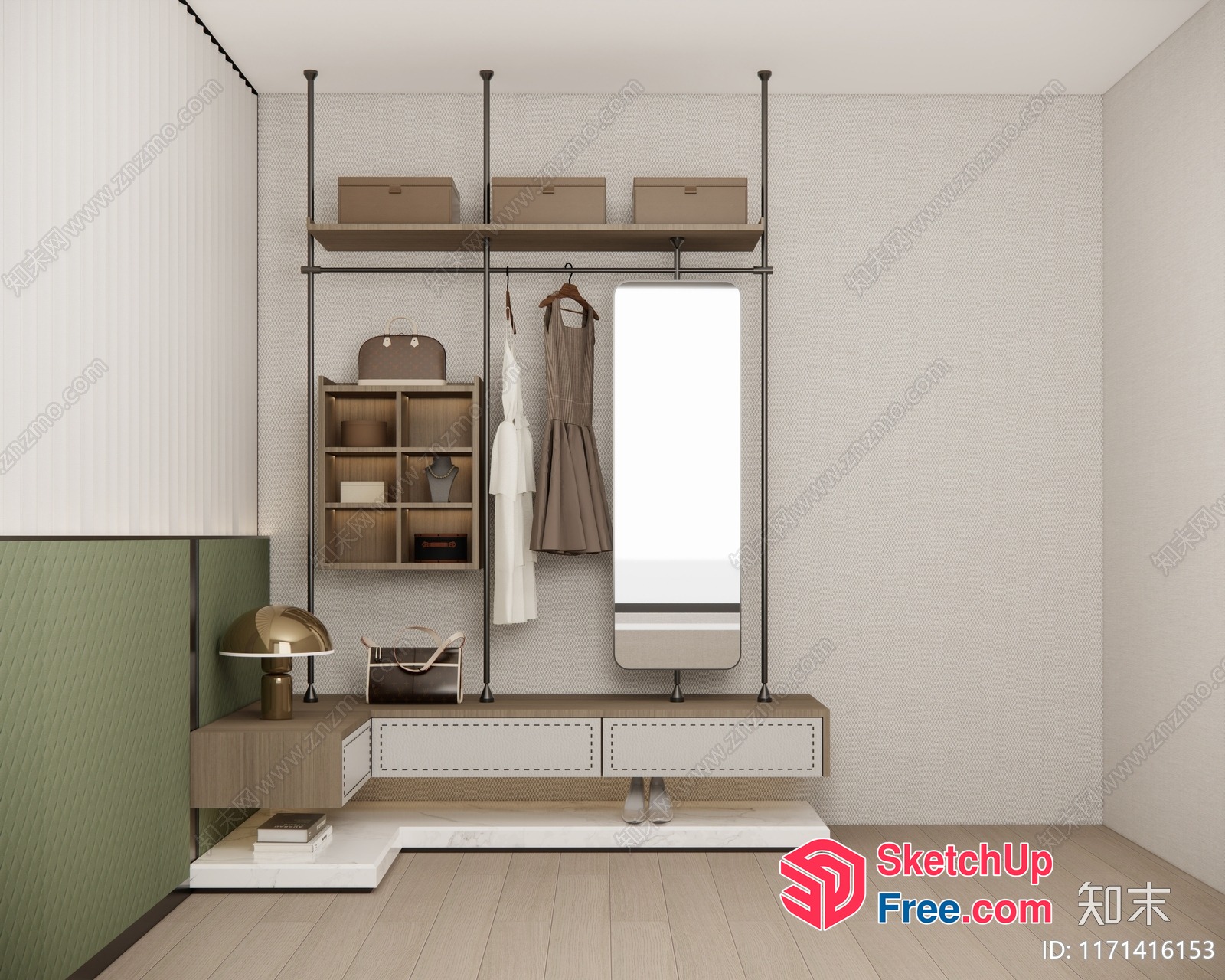 Modern Minimalist Bedroom With Neutral Color Scheme 3D SketchUp File