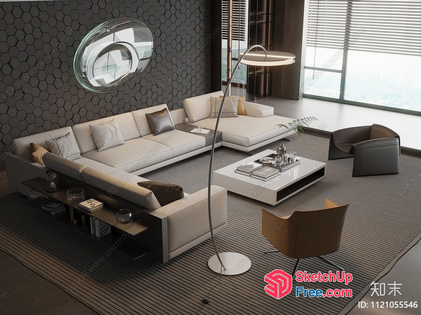 Modern Living Room With Neutral Color Scheme 3D SketchUp File