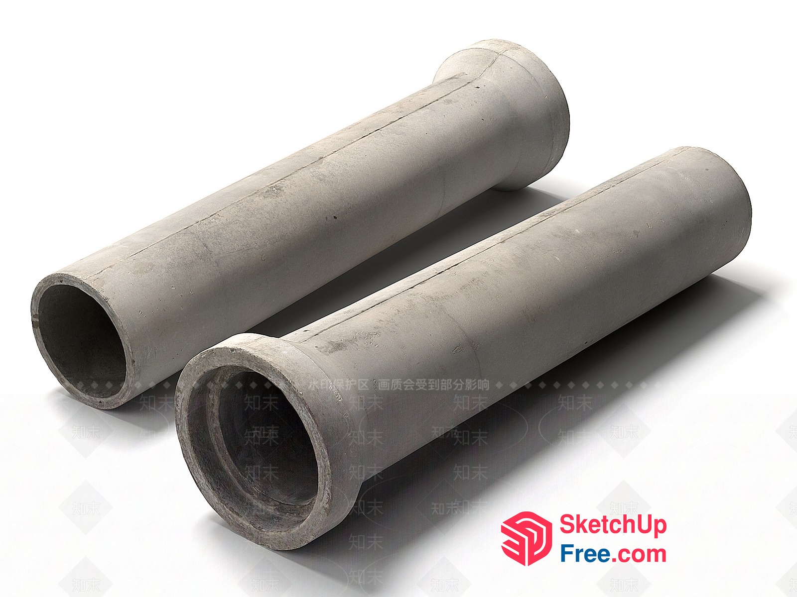 Two Gray Pipes On White Background 3D SketchUp File