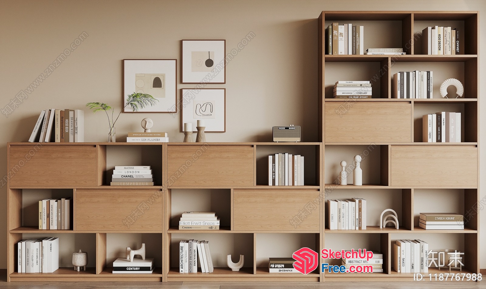 Modern Minimalist Bookcase Arrangement 3D SketchUp File
