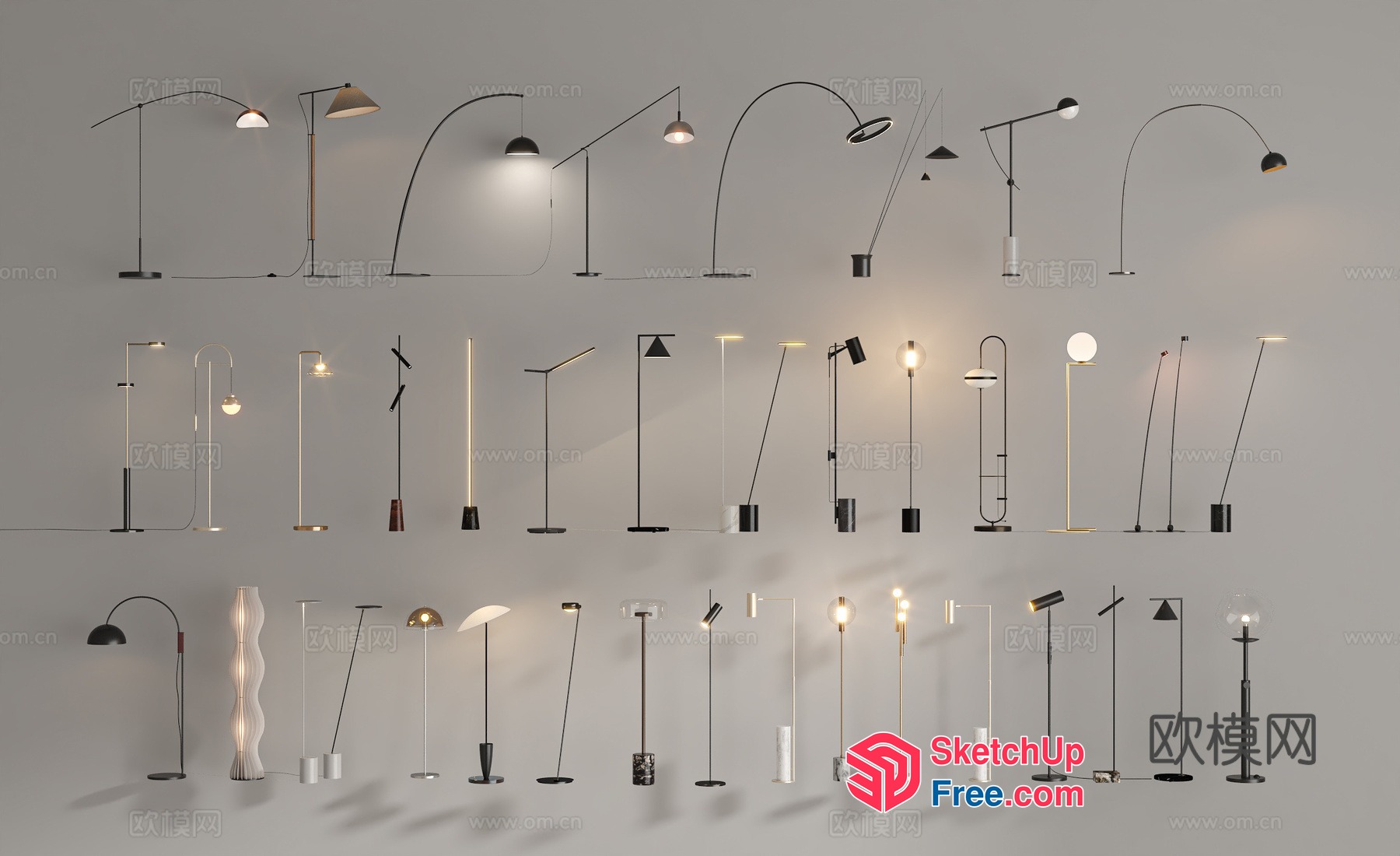 Modern Floor Lamps Collection 3D SketchUp File