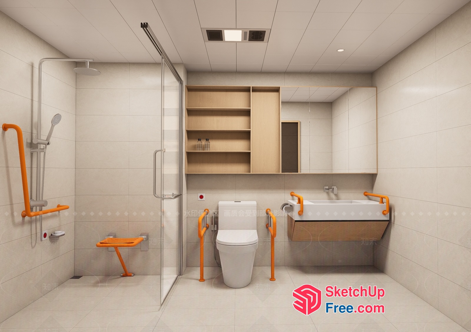 Modern Bathroom With Accessible Features 3D SketchUp File