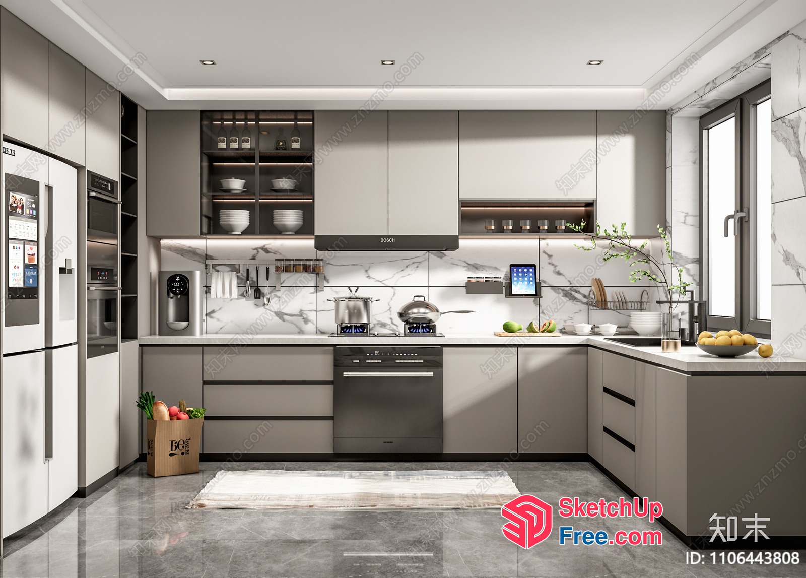 Modern Kitchen With Sleek Appliances And Marble Countertops 3D SketchUp File