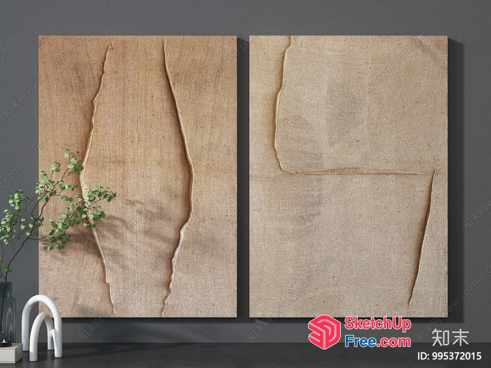 Minimalist Japanese Style Wabi-Sabi Decorative Wall Art 3D SketchUp File