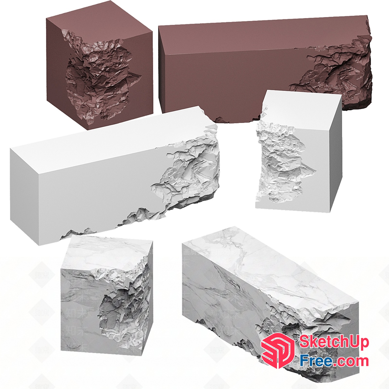 Distressed Block Decorations 3D SketchUp File