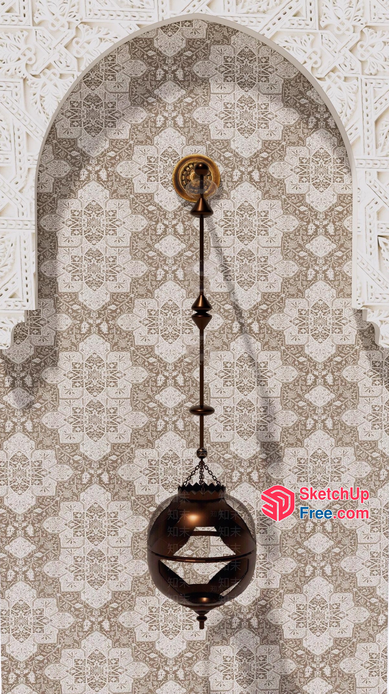 Ornate Arched Wall With Hanging Ornament 3D SketchUp File